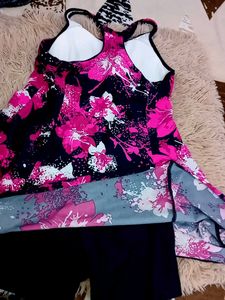 Vibrant Floral Print Tank Dress swimming suit