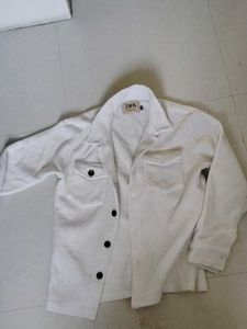 Vintage 90% Off Zara White Fleece Button-Up Shirt