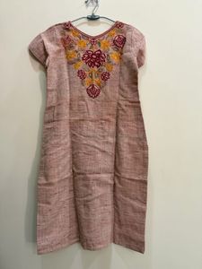 Elegant Rose Taupe Embroidered Straight Kurta ✨