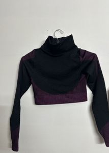 Women's Black &amp; Purple Athletic Crop Top