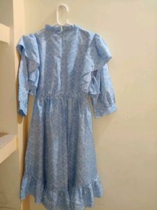 Light Blue Printed Midi Dress