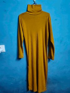 Urgent sale ✅Mustard Yellow Turtleneck Midi Dress