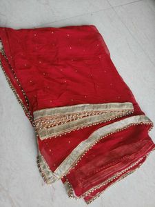 Red Embellished Dupatta