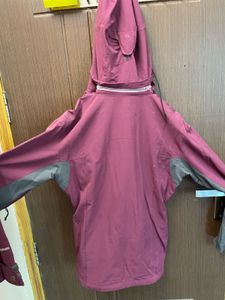Maroon Hooded Ski Jacket with lots of pockets