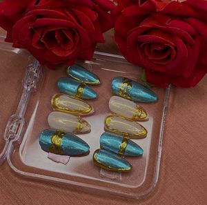 Stunning 3D Chrome Gold Press On Nail Art Set