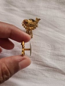 Gold Fish Earrings with stylish Color Button