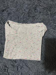 Floral Print Gray T-shirt