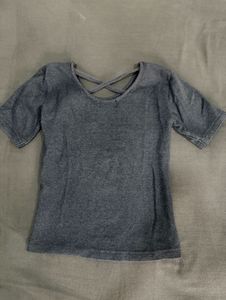 Chic bluish Grey Criss-Cross Back Top