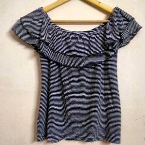 Striped Off-Shoulder Ruffle Top