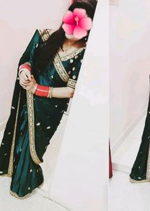 Rust saree with padded blouse
