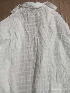 Crisp White Textured Button-Up Shirt