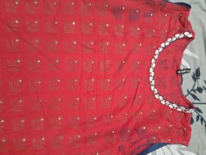 Red nd blue plaazo Ethnic Kurta with Golden