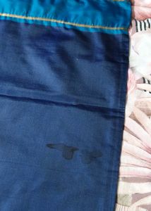 Elegant Blue Silk Saree with Striped Border