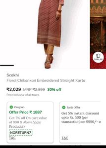 Scakhi Floral Chikankari Embroidered Kurta