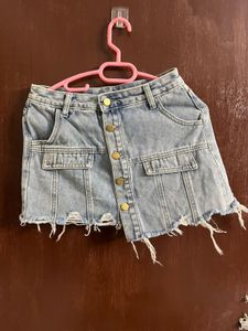 Y2k Distressed Denim Mini Skirt