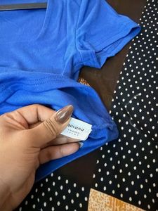 Blue Square Neck Cropped Top