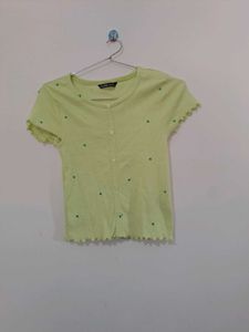 Cute Green Clover Print Top