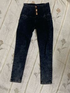Title:Women’s Dark Blue High-Waist Skinny Fit Deni
