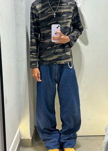 raw denim Wide Leg  Jean