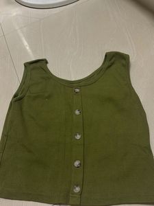 Olive Green Button-Up Tank Top