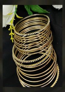 Exquisite Gold &amp; Crystal Bangle Set