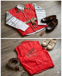 Stylish Boys Red Vest and Denim Jeans Set