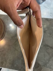 White Faux Leather Clutch with Strap