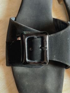 Black Buckle Detail Slides