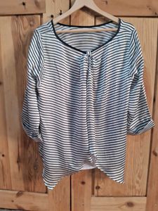 Chic Striped Tie-Neck Blouse