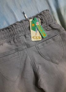 New Grey Denim Jeans with Cute Butterfly Print