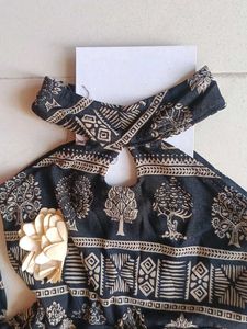 Girls' Black &amp; White Print Halter Dress