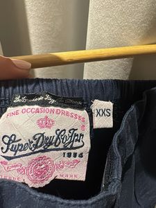 SUPERDRY Navy Blue Strapless Embroidered Dress XXS