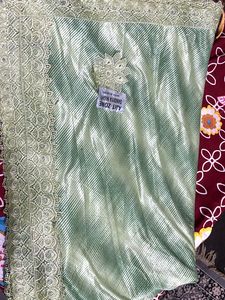 Beautiful Green Saree with Lace Border