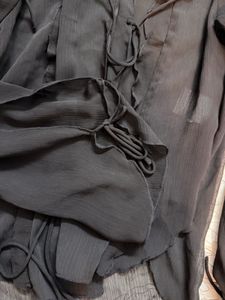 Sheer Black Ruffle Tie-Up Top