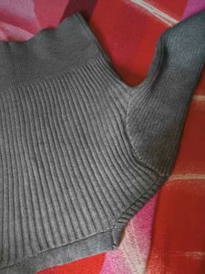Gray Button-Down Knit Cardigan