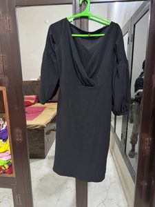 Black one piece dress+purple tshirt combo