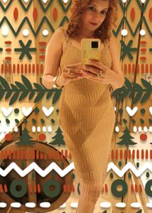 Eye-catching Beige Stap Dress Fully Loaded
