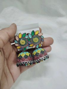 Boho Multicolored Jhumka Earrings