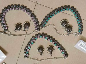 Oxidised Silver Necklace and Earring Set