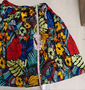 Vibrant Floral Print Boho Midi Skirt