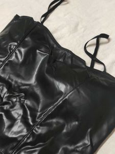 Black Faux Leather Crop Top