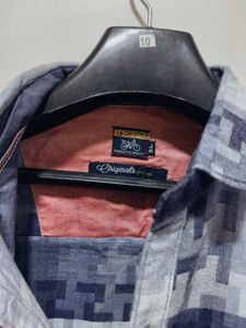 Men's Blue Checkered Full Sleeve Shirt 40inch