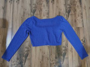 Blue Cropped Cardigan