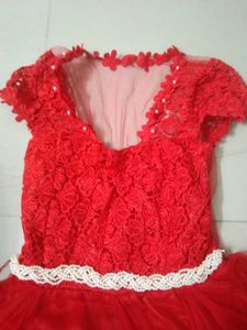 Red Lace &amp; Tulle Gown