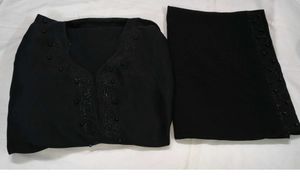 Elegant Black Abaya Gown Burqa with Dupatta Pearl