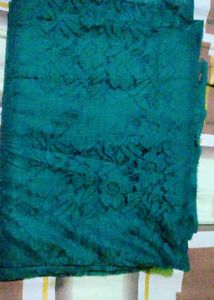 Elegant Teal Floral Lace Saree