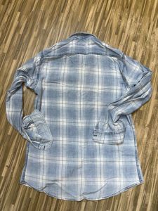 Light Blue Plaid Button-Up Shirt