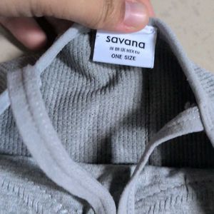 Grungy Gray Ribbed Camisole with Lace Trim