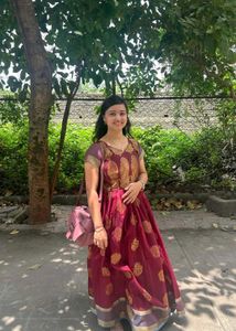 South Traditional Maroon Dress Long Ethnic Gown
