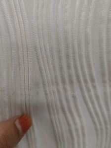 White High-Neck Wavy Ribbed Top (Size 34 inches)